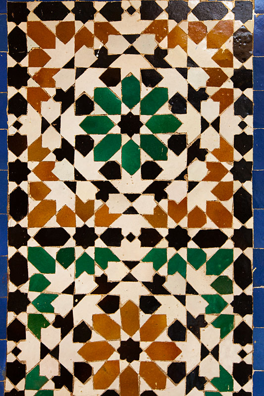  Zellij Tilework (Colourful mosaic decorations)   Mausoleum of Moulay Ismail   Meknes